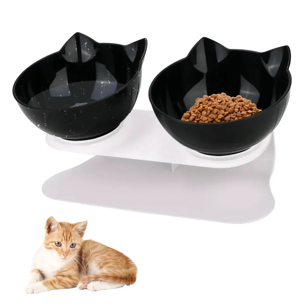 Ergonomic Double Pet Bowl Set โ Non-Slip, Raised Stand for Dogs & Cats
