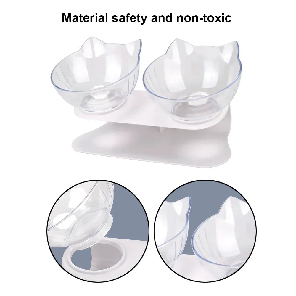 Ergonomic Double Pet Bowl Set โ Non-Slip, Raised Stand for Dogs & Cats