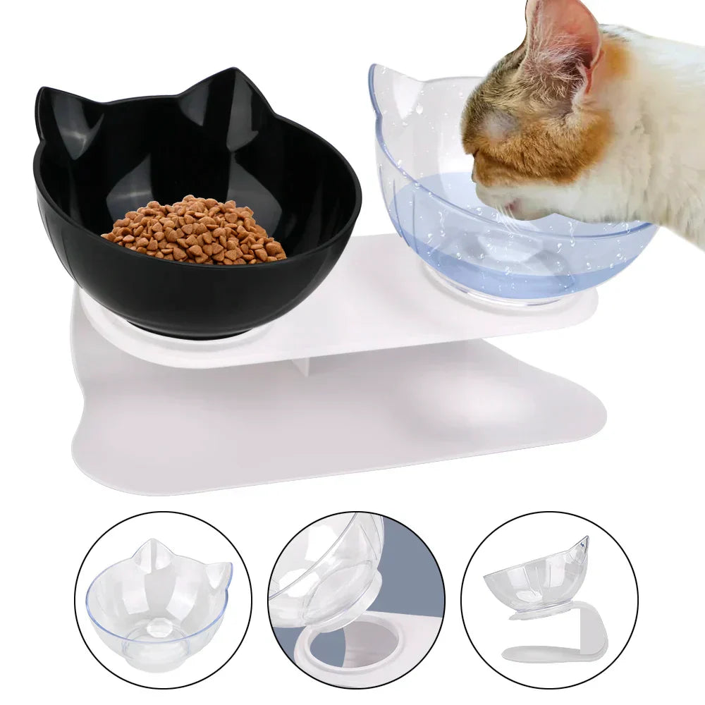 Ergonomic Double Pet Bowl Set โ Non-Slip, Raised Stand for Dogs & Cats