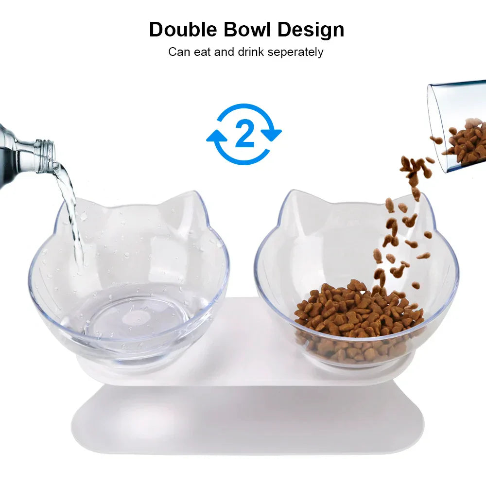 Ergonomic Double Pet Bowl Set โ Non-Slip, Raised Stand for Dogs & Cats