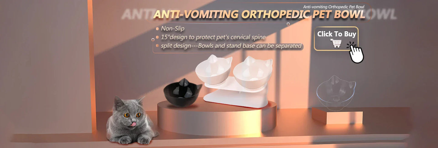 Ergonomic Double Pet Bowl Set โ Non-Slip, Raised Stand for Dogs & Cats
